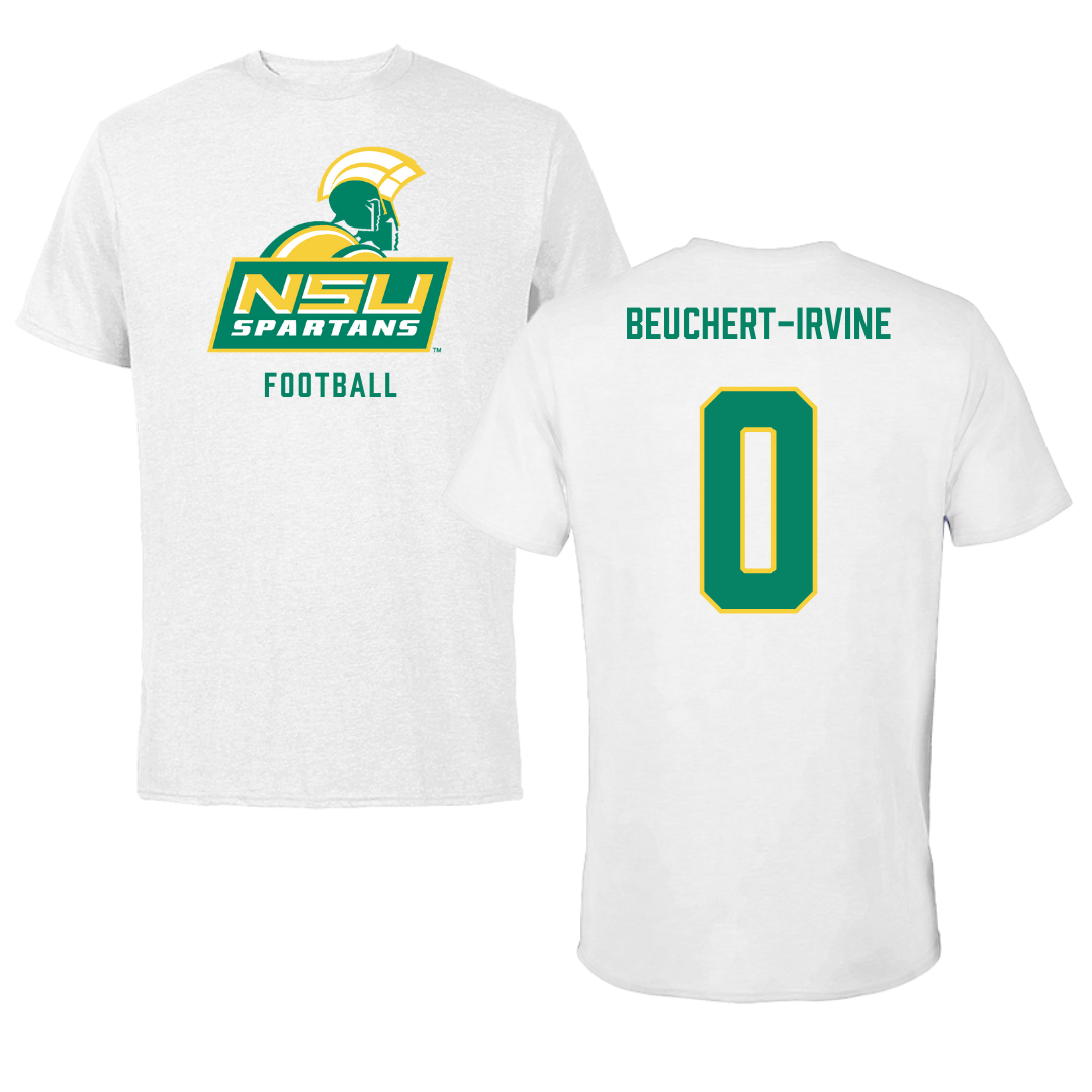 Norfolk State University Football White Tee - #0 Sage Beuchert-Irvine