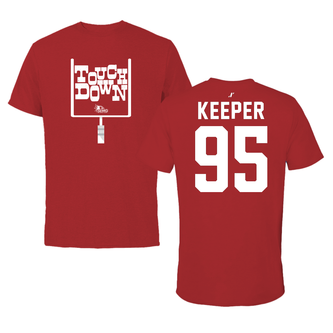 Southeast Missouri State University Football Canvas Red Touchdown Tee - #95 Sam Keeper