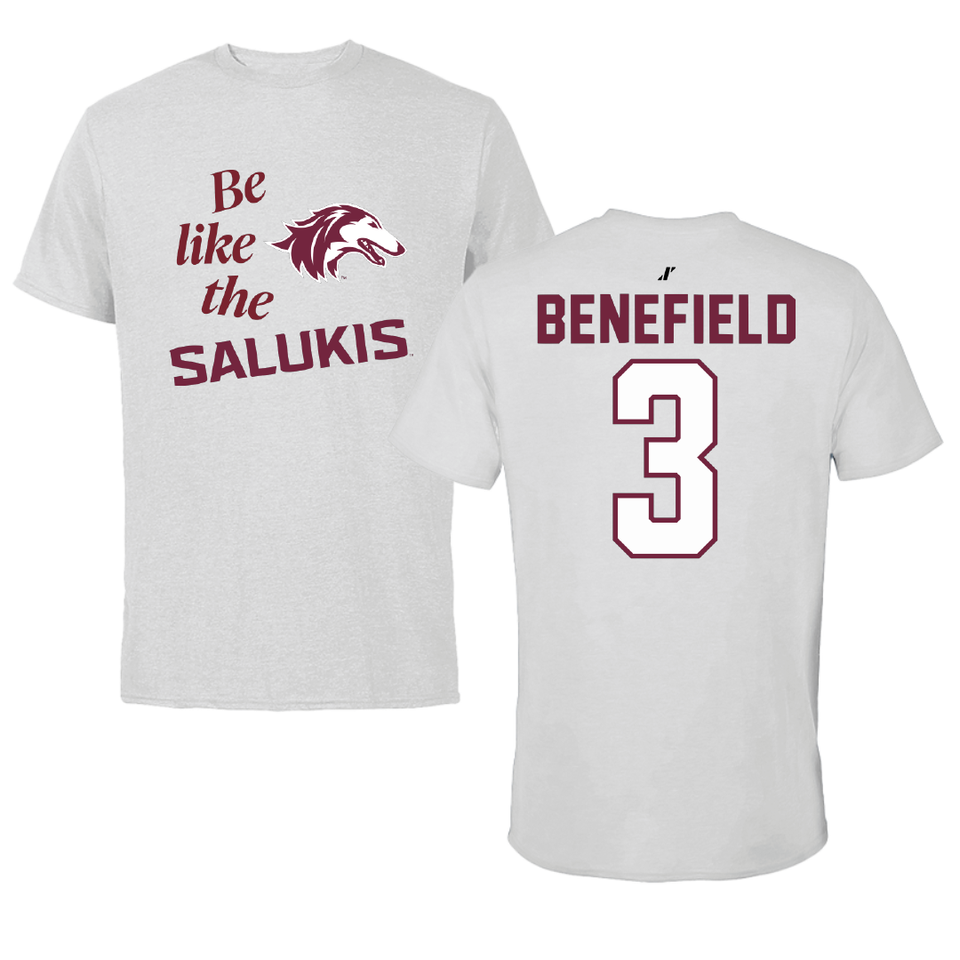 Southern Illinois University at Carbondale Football Light Gray Be Like Us Performance Tee - #3 Jaelin Benefield