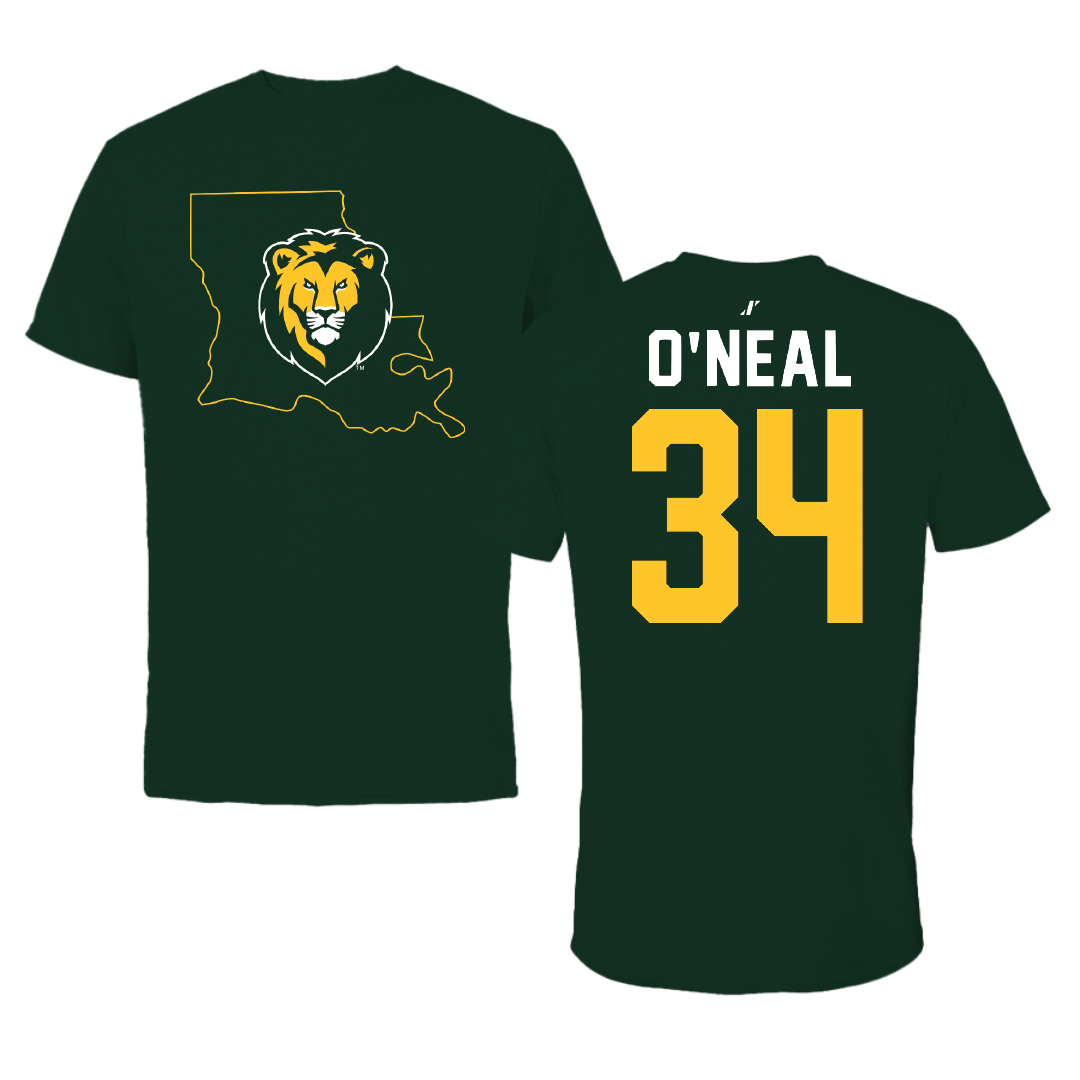 Southeastern Louisiana University Baseball Forest Green State Tee - #34 Conner O’Neal