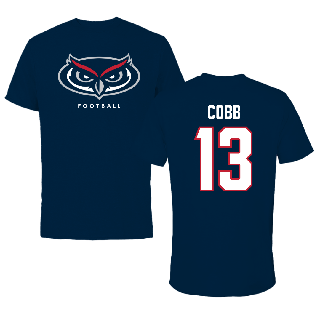Florida Atlantic University Football Navy Mascot Tee - #13 A'ceon Cobb