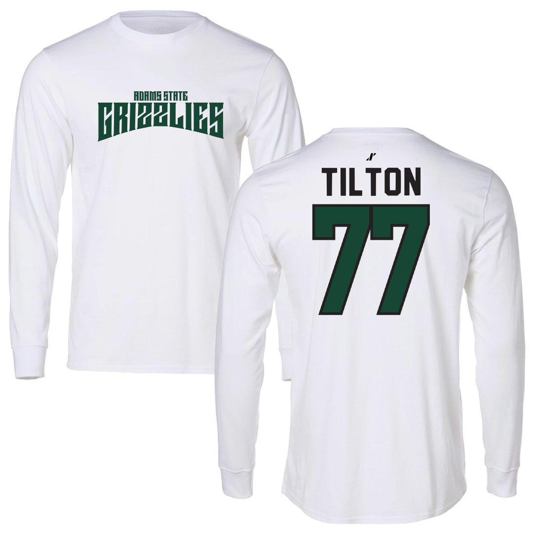 Adams State University Football White Classic Performance Long Sleeve - #77 Wyatt Tilton