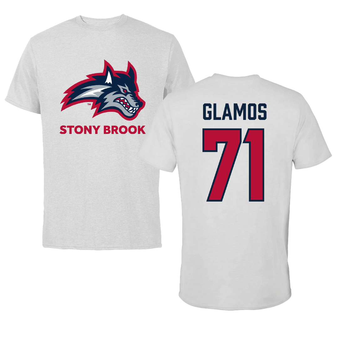 Stony Brook University Football Light Gray Performance Tee - #71 James Glamos