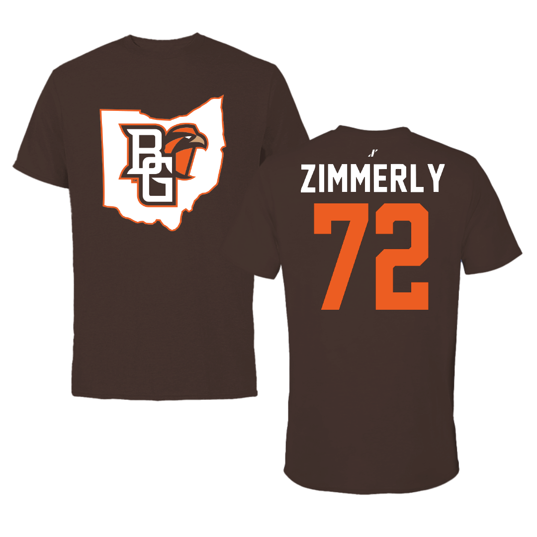 Bowling Green State University Football Brown State Tee - #72 Cade Zimmerly