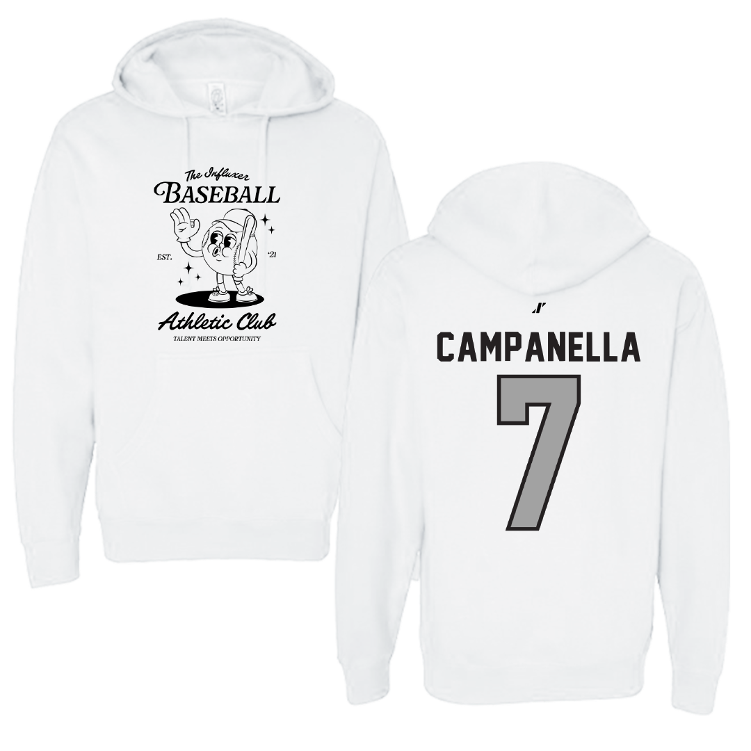 Baseball White Influxer Athletic Club Hoodie - #7 Chris Campanella