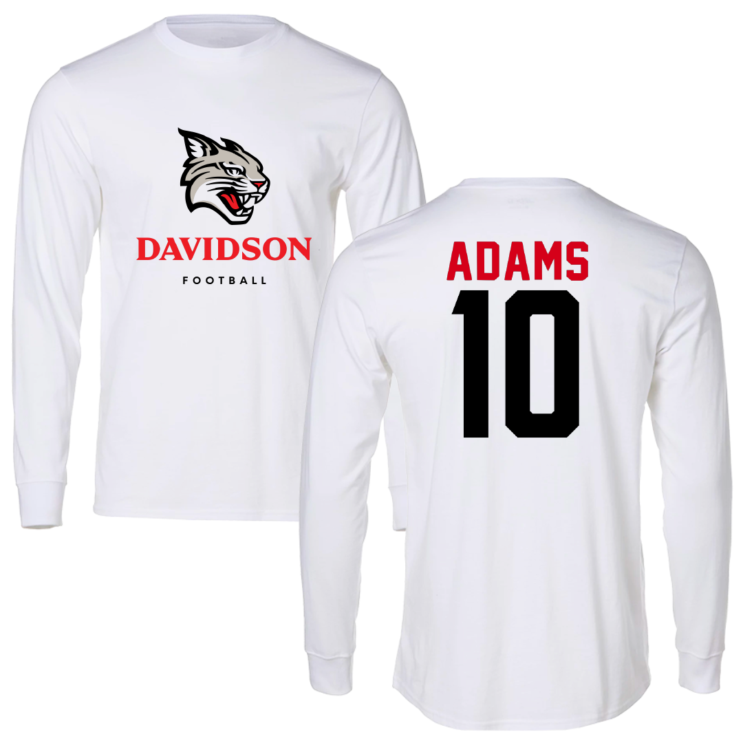 Davidson College Football White Long Sleeve - #10 AJ Adams