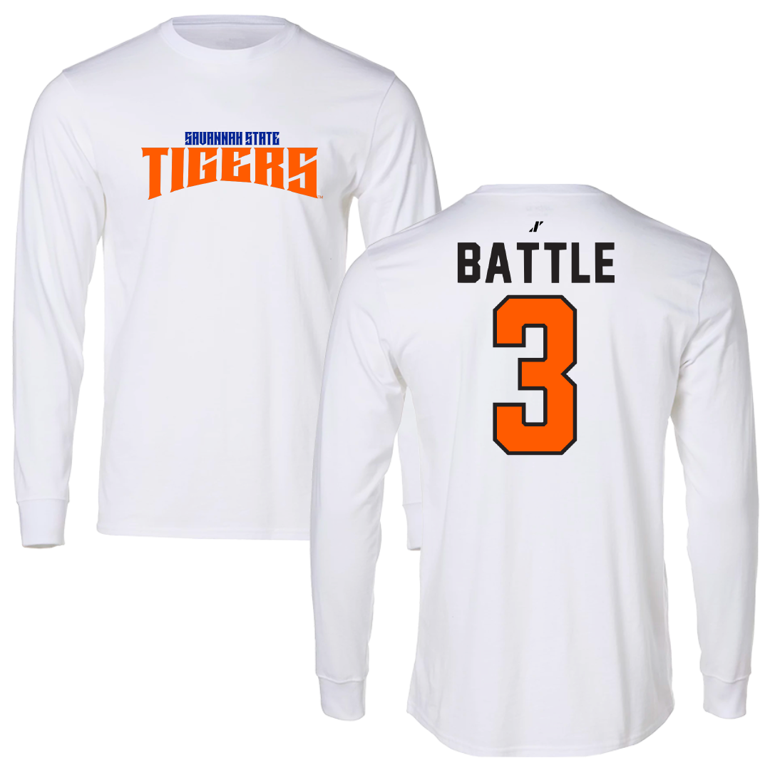 Savannah State University Softball White Classic Performance Long Sleeve - #3 Ariana Battle