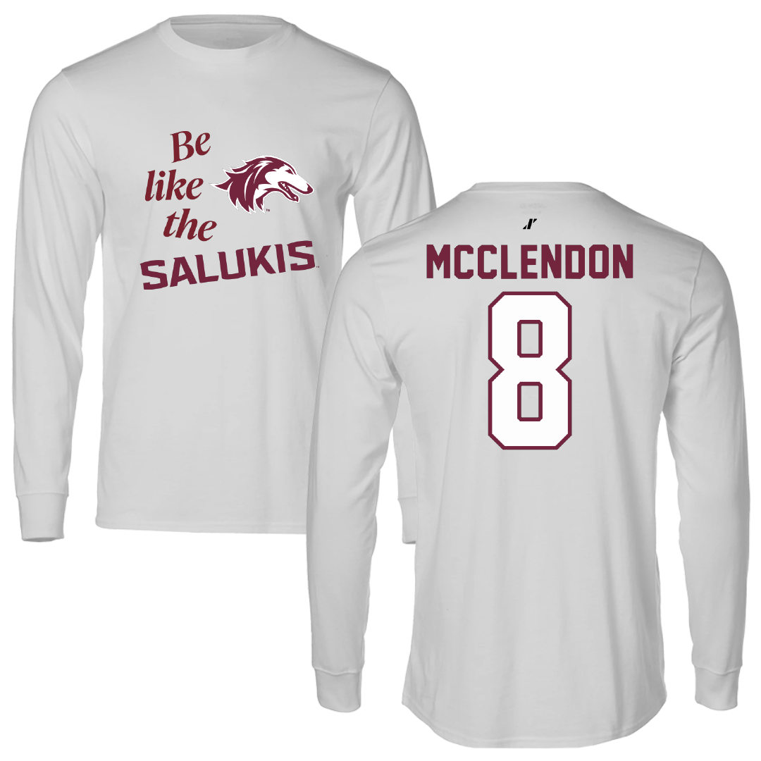 Southern Illinois University at Carbondale Football Light Gray Be Like Us Performance Long Sleeve - #8 Jeremiah McClendon