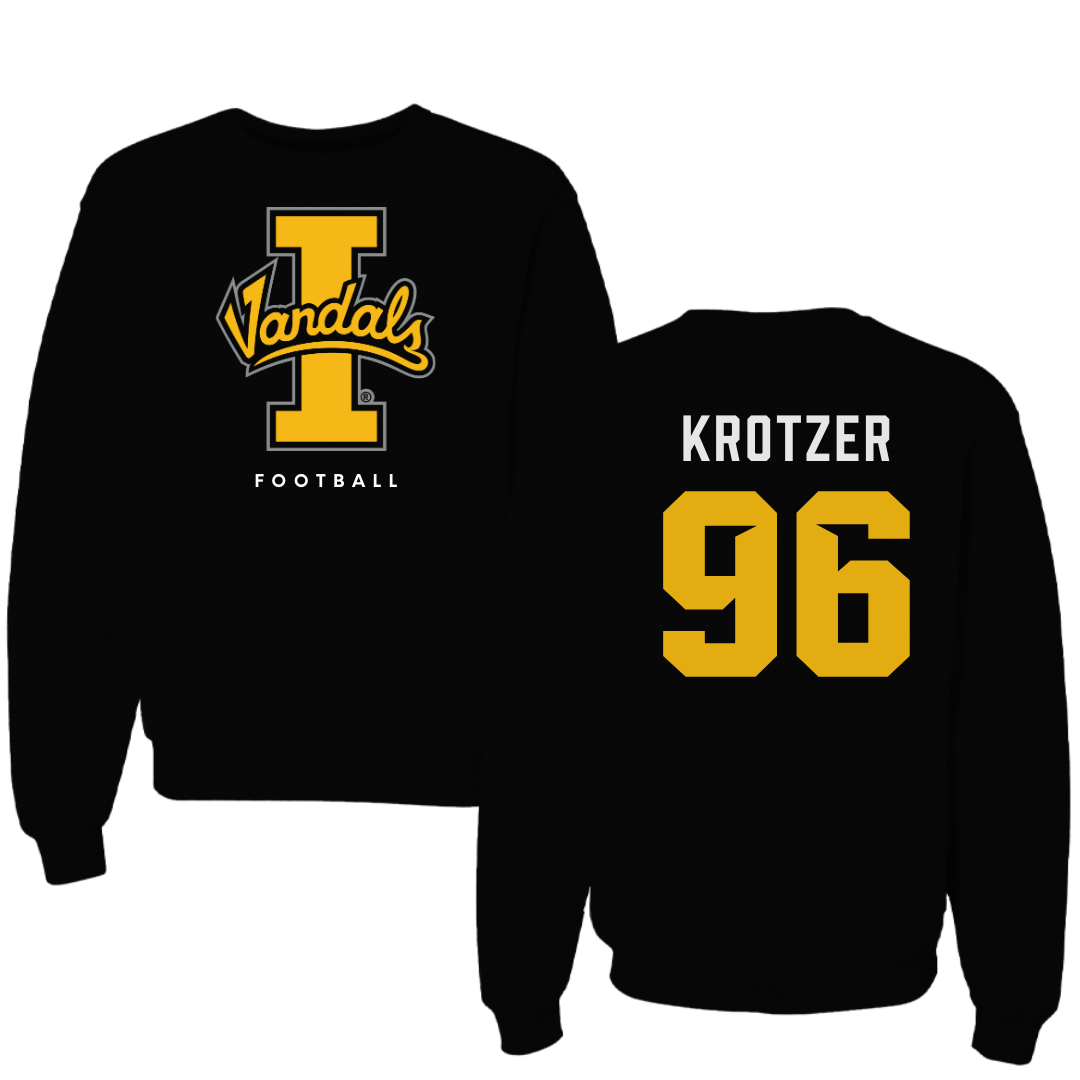 University of Idaho Football Black Crewneck - #96 Zach Krotzer
