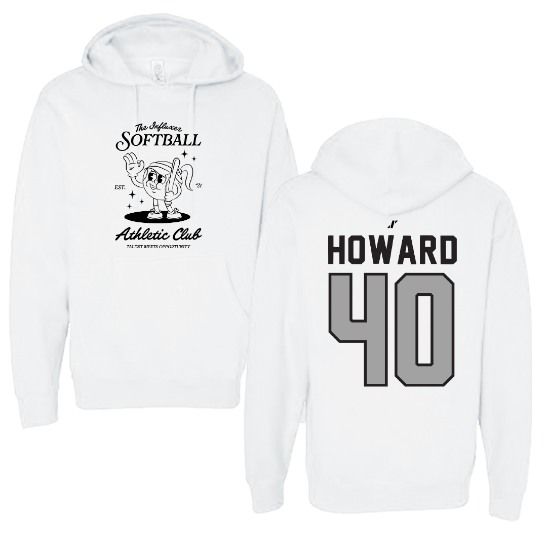 Softball White Influxer Athletic Club Hoodie - #40 Zoie Howard