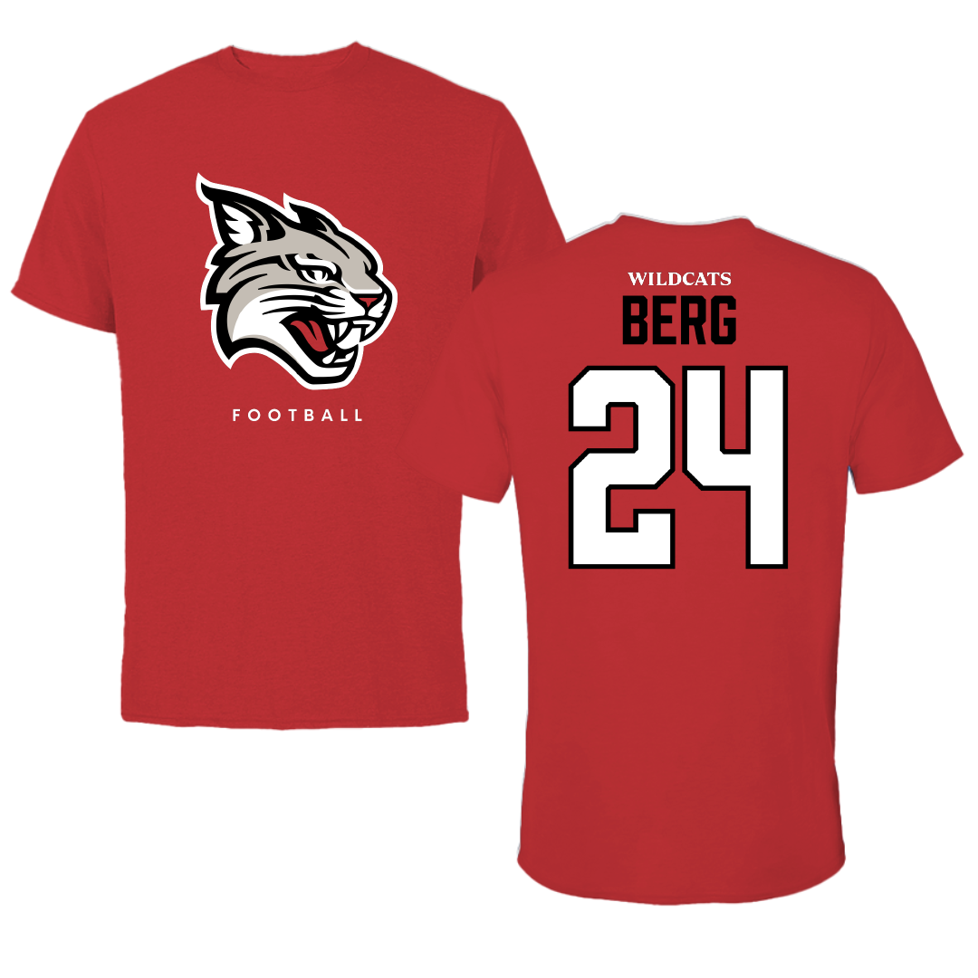 Davidson College Football Red Tee - #24 Brodey Berg