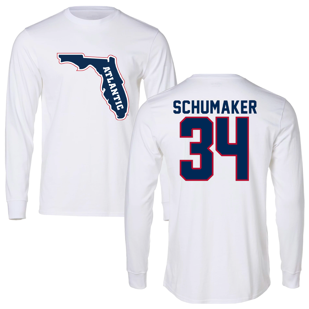 Florida Atlantic University Soccer White Long Sleeve - #34 Ethan Schumaker