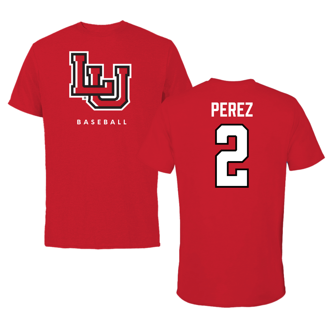 Lamar University Baseball Red Performance Tee - #2 Andres Perez