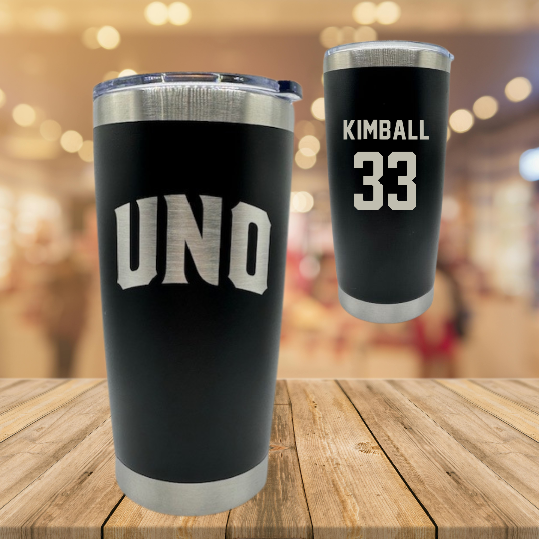 University of New Orleans Baseball Black Stainless Steel Tumbler - #33 Carson Kimball