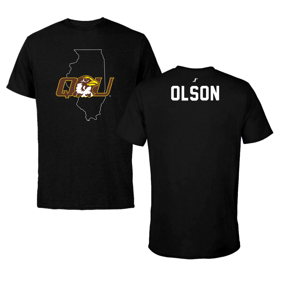 Quincy University TF and XC Black State Performance Tee - Vinny Olson