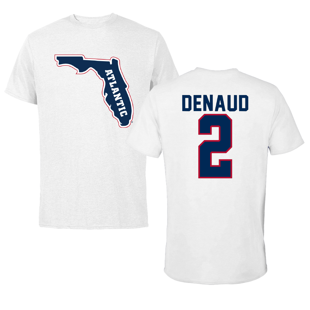 Florida Atlantic University Football White Tee - #2 Wilky Denaud