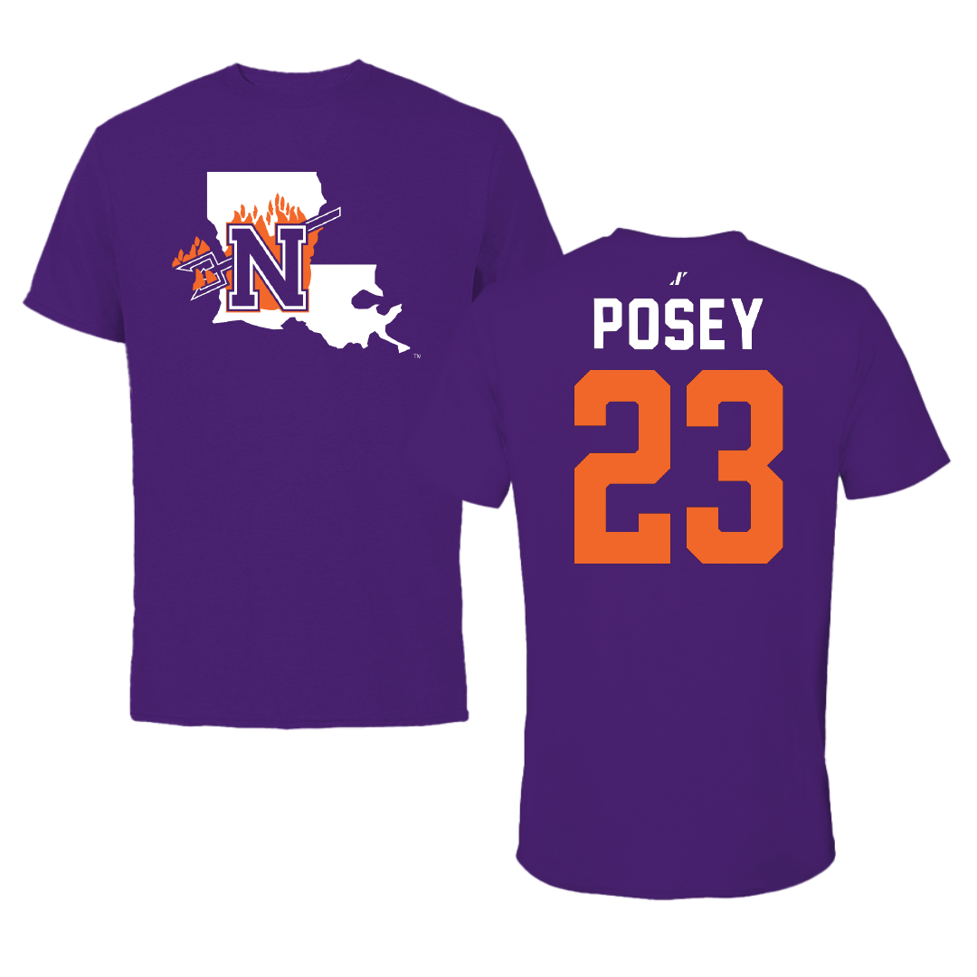 Northwestern State University Basketball Purple State Performance Tee - #23 Duane Posey