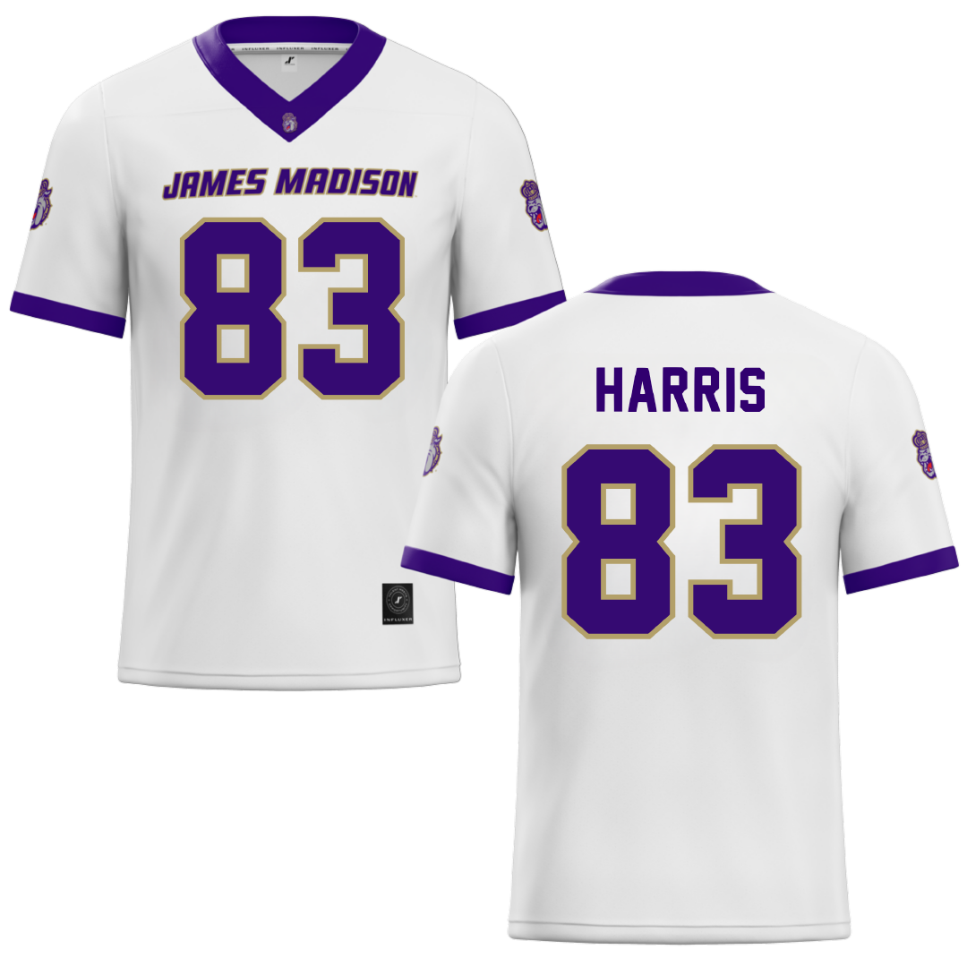 James Madison University White Football Jersey - #83 Erick Harris