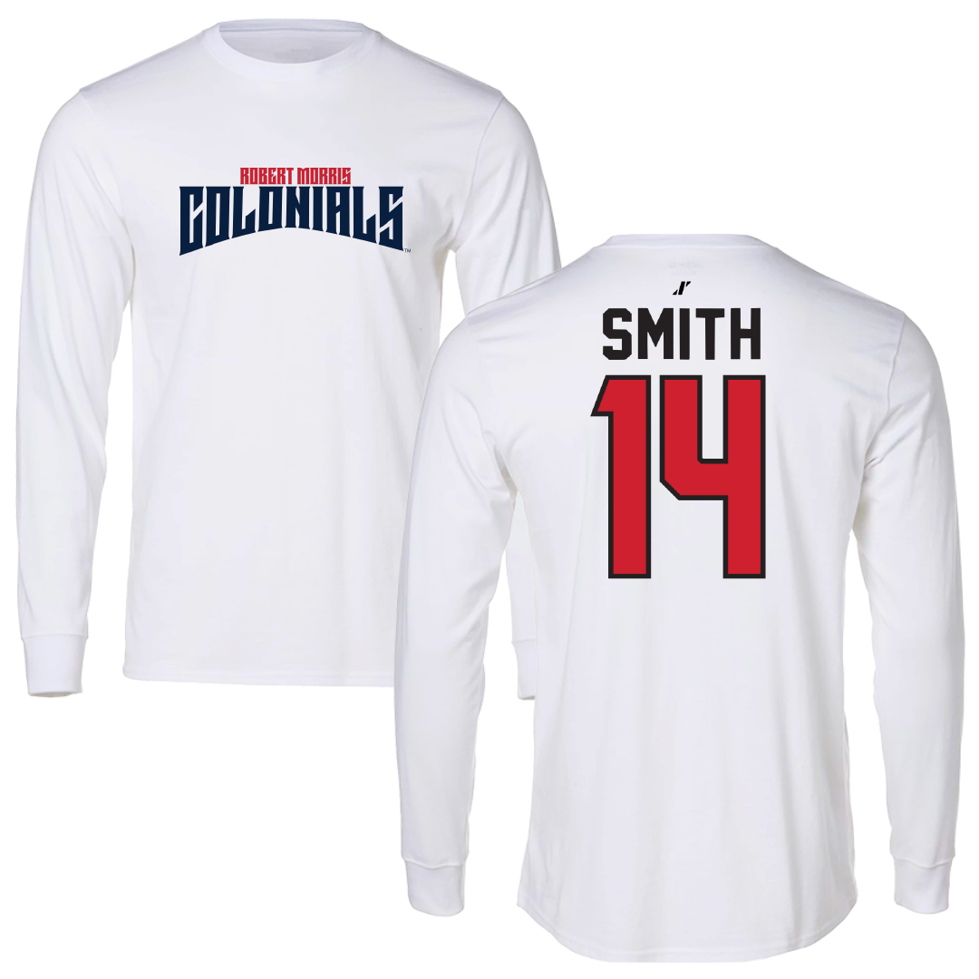 Robert Morris University Football White Classic Performance Long Sleeve - #14 Zin'tayvious Smith