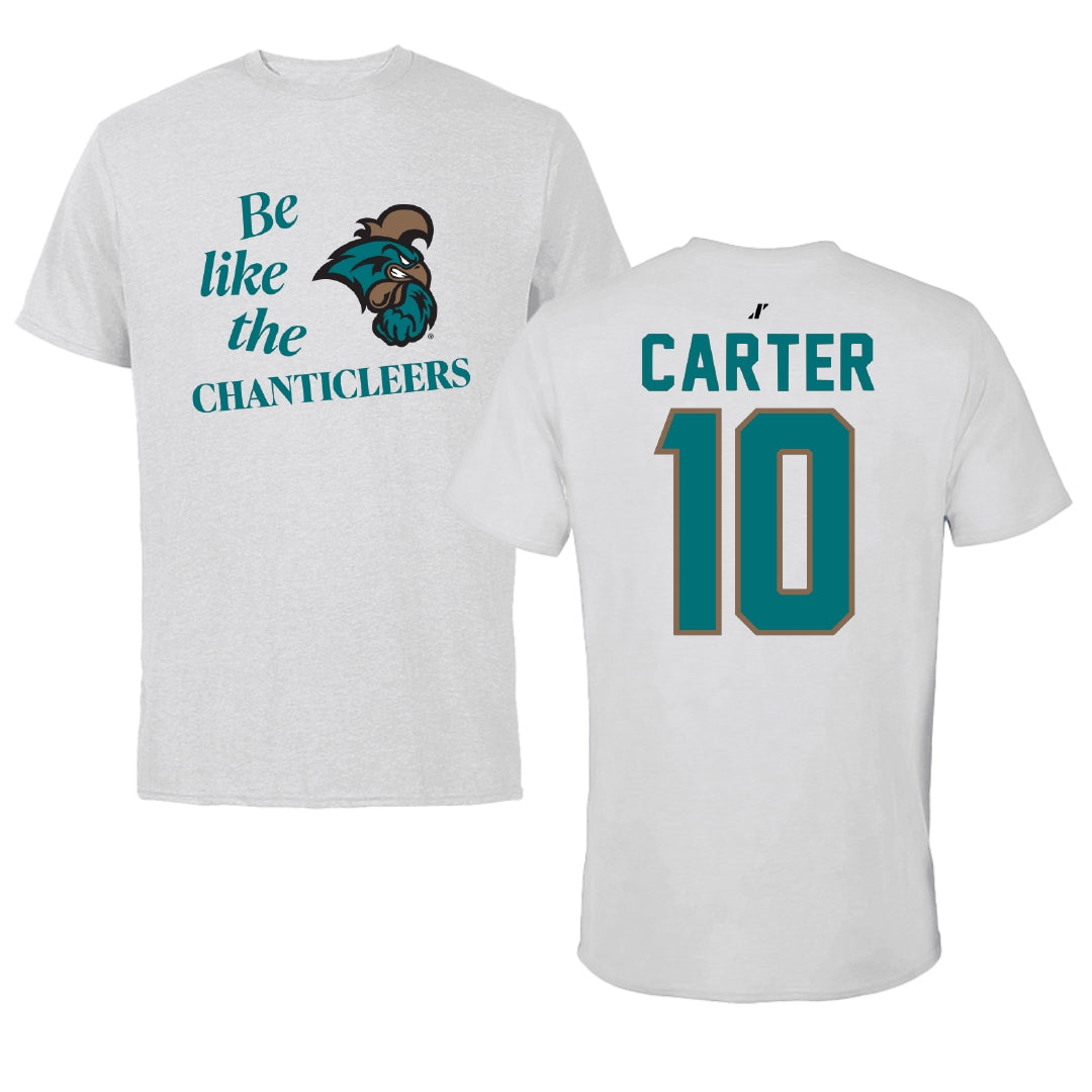Coastal Carolina University Basketball Light Gray Be Like Us Performance Tee - #10 Dalanna Carter