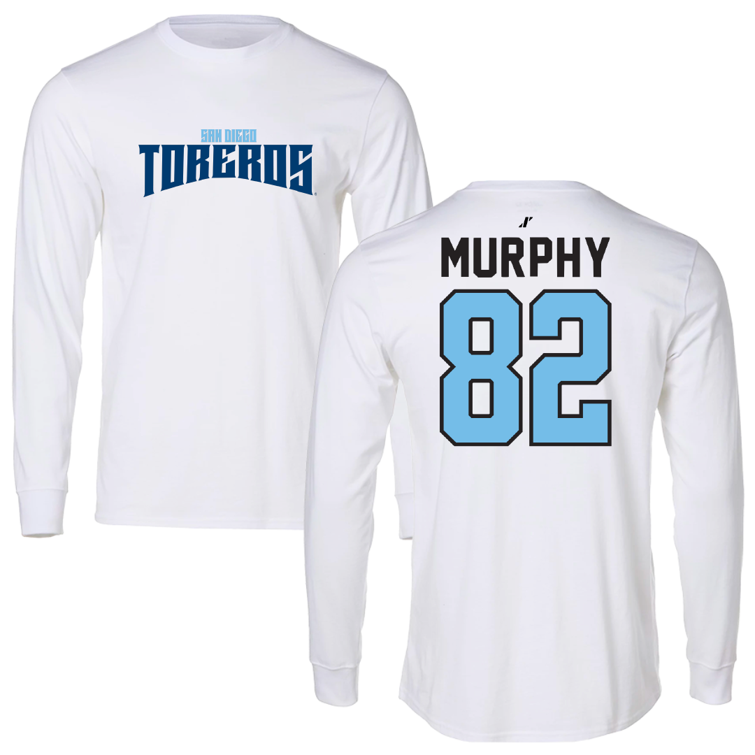 University of San Diego Football White Classic Performance Long Sleeve - #82 Kollen Murphy
