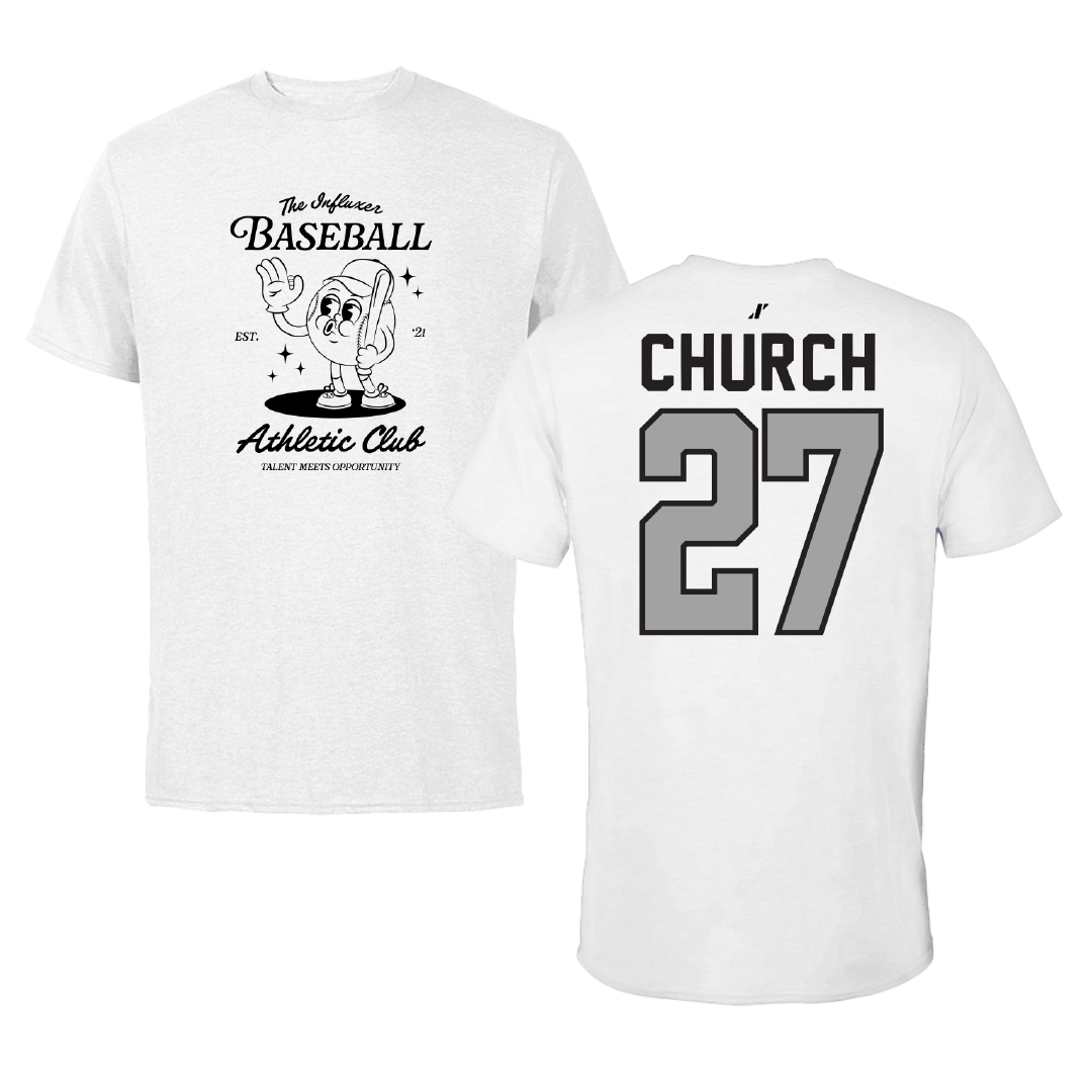 Baseball White Influxer Athletic Club Tee - #27 Braxton Church