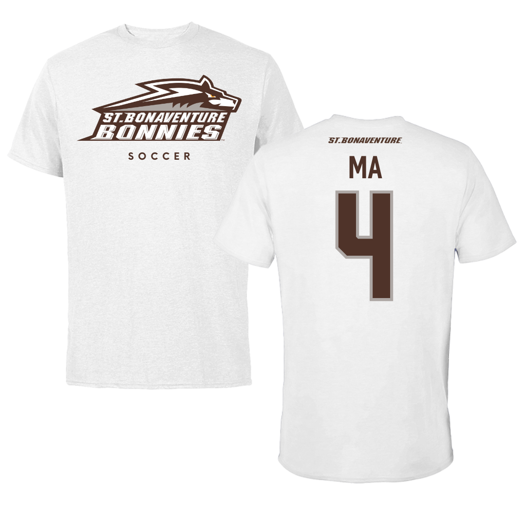 St. Bonaventure University Soccer White Performance Tee - #4 Lilly Ma