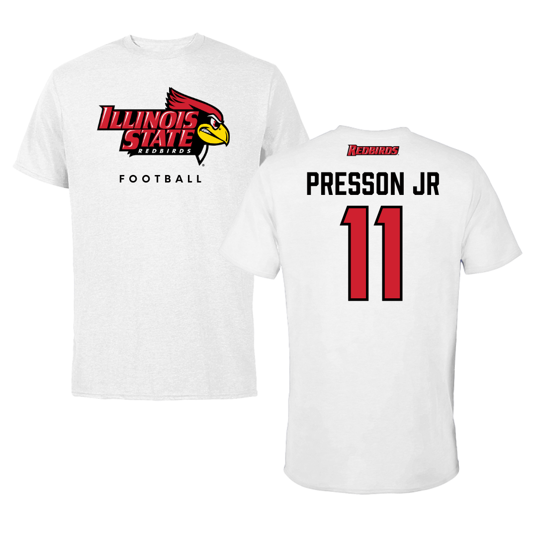 Illinois State University Football White Performance Tee - #11 Scotty Presson Jr