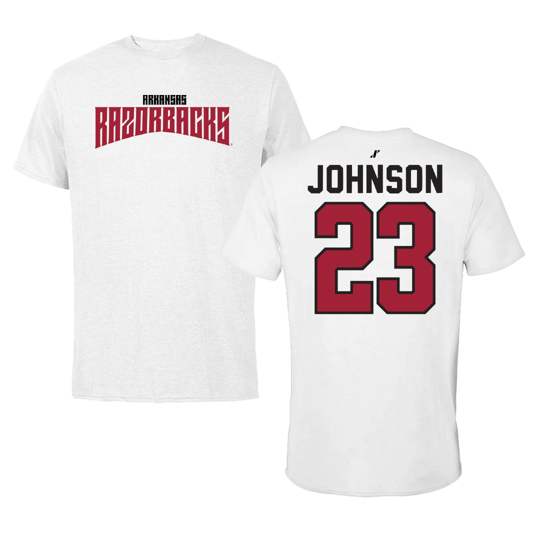 University of Arkansas Softball White Classic Performance Tee - #23 Reagan Johnson