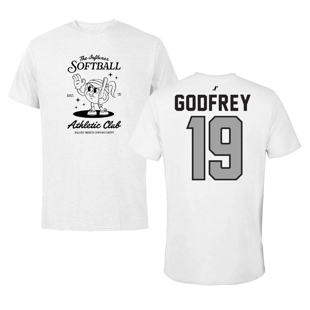 Softball White Influxer Athletic Club Tee - #19 Blayne  Godfrey