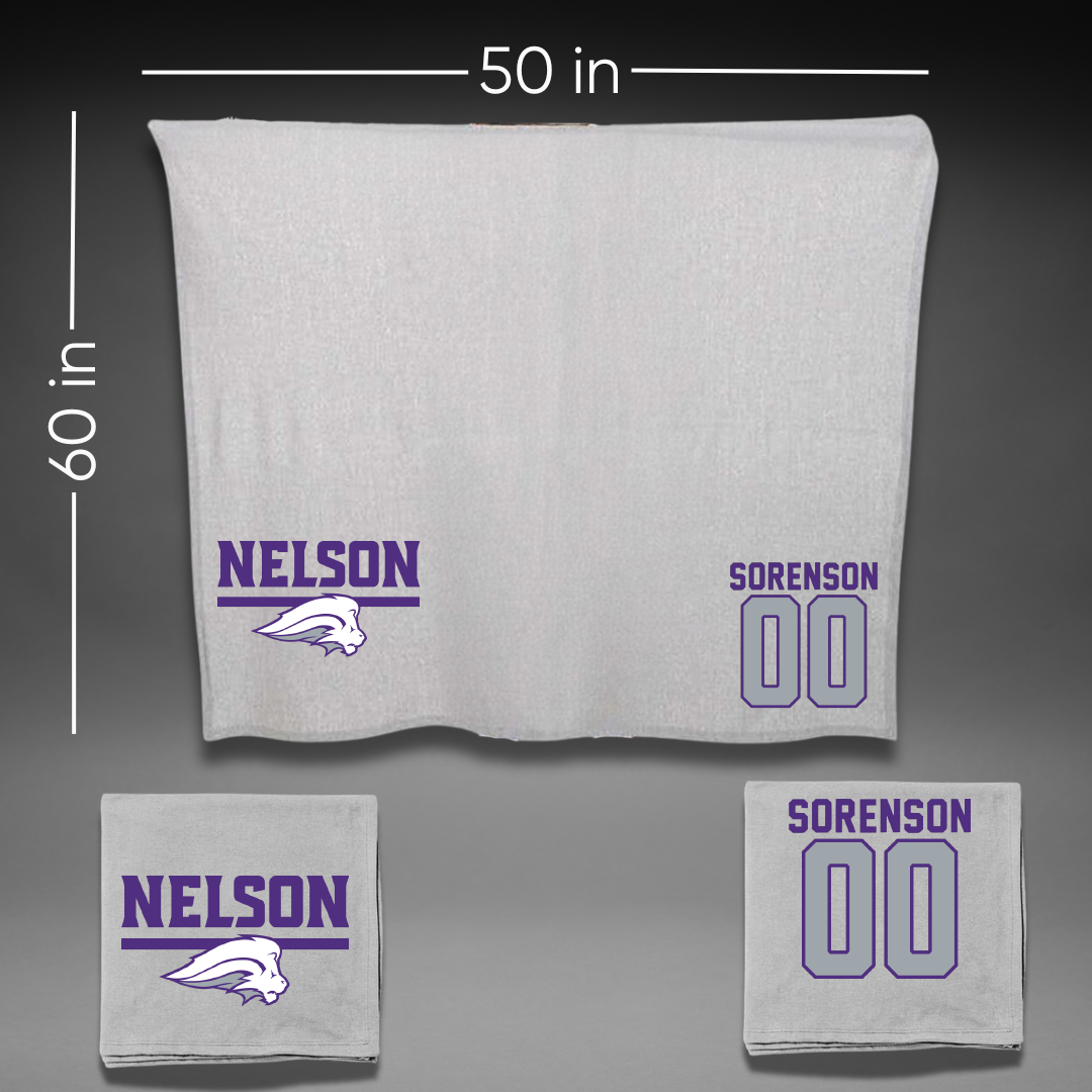 Nelson University Soccer Gray Blanket - #00 Tanner Sorenson