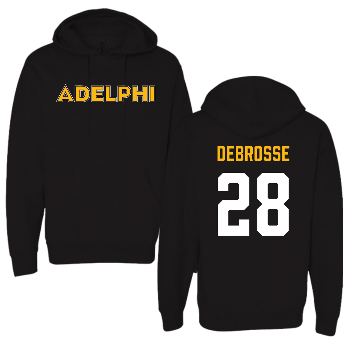 Adelphi University Soccer Black Hoodie - #28 Richard DeBrosse