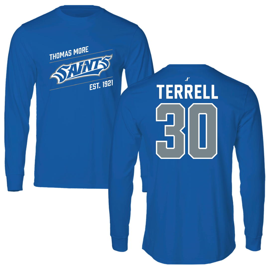 Thomas More University Football Blue General Long Sleeve - #30 Chase Terrell