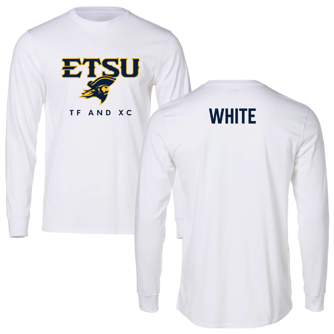 East Tennessee State University TF and XC White Performance Long Sleeve - Braxton White