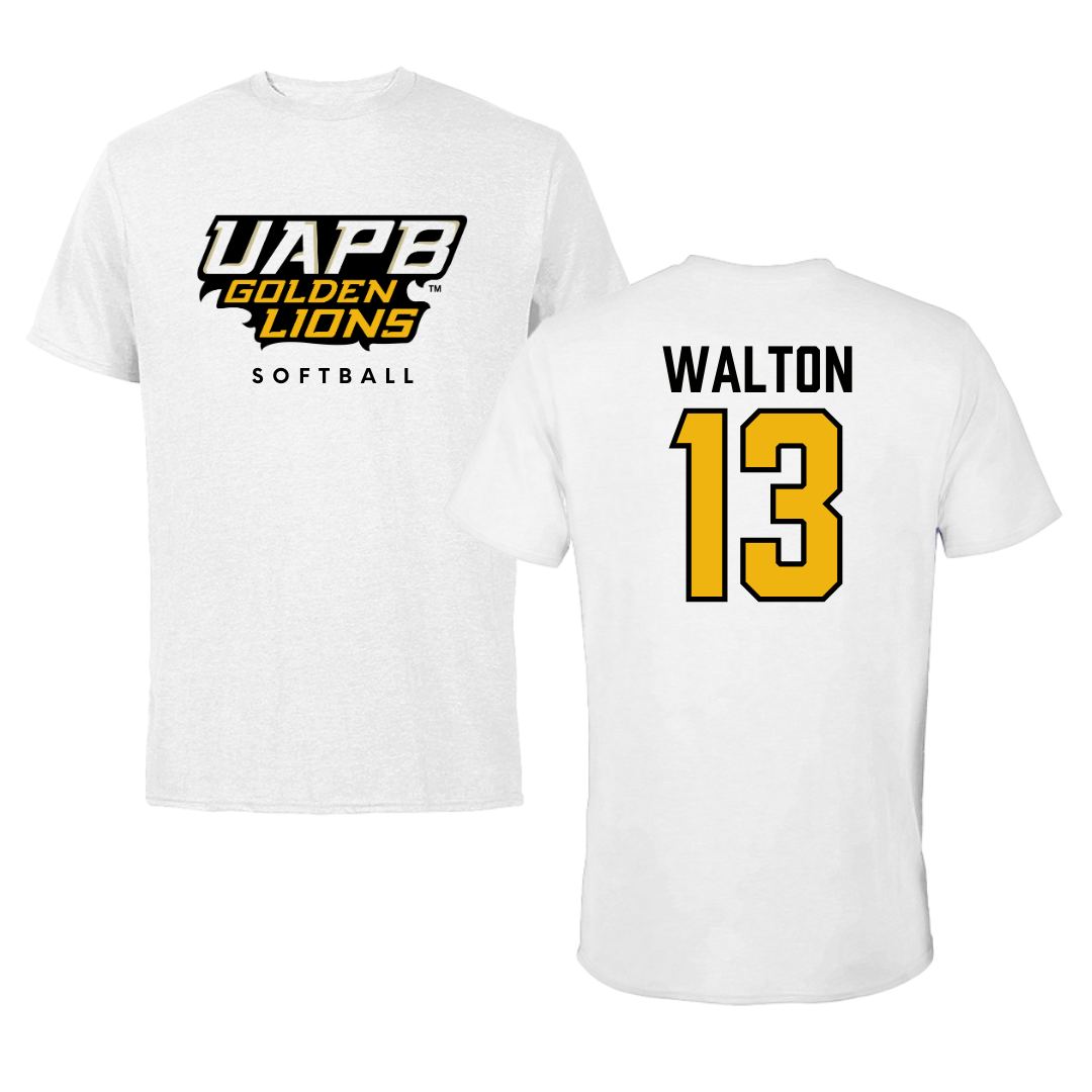 University of Arkansas-Pine Bluff Softball White Performance Tee - #13 Justice Walton