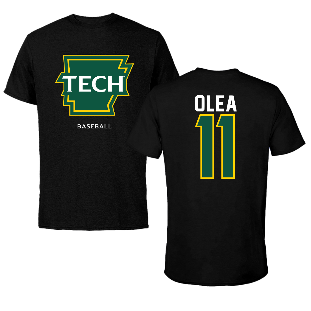Arkansas Tech University Baseball Black Tee - #11 Christian Olea