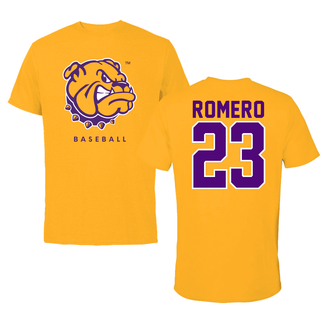 Western Illinois University Baseball Gold Performance Tee - #23 Jorge Romero