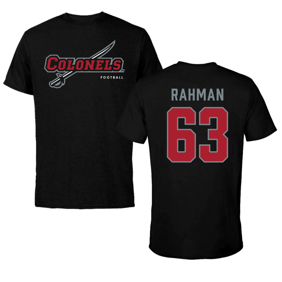 Nicholls State University Football Black Performance Tee - #63 Hamza Rahman