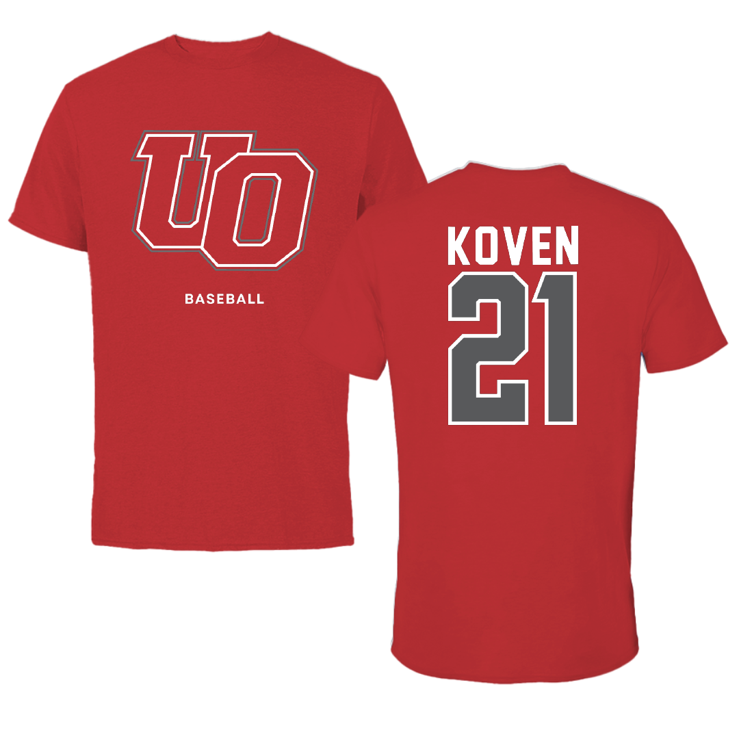 The University of Olivet Baseball Red Performance Tee - #21 Logan Koven