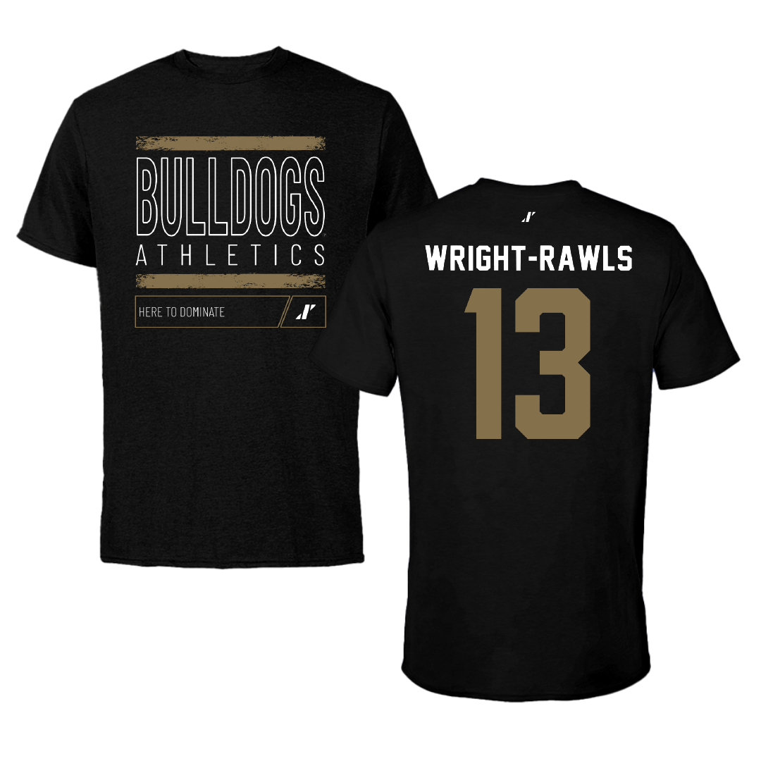 Bryant University Football Black Dominate Tee - #13 Taylor Wright-Rawls