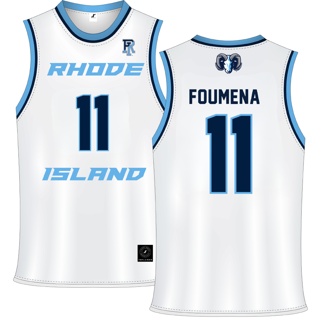 University of Rhode Island White Basketball Jersey - #11 Jeremy Foumena