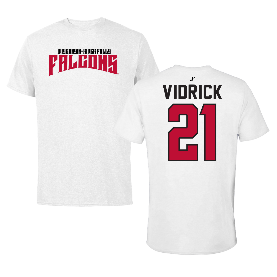 University of Wisconsin-River Falls Ice Hockey White Classic Tee - #21 Anthony Vidrick