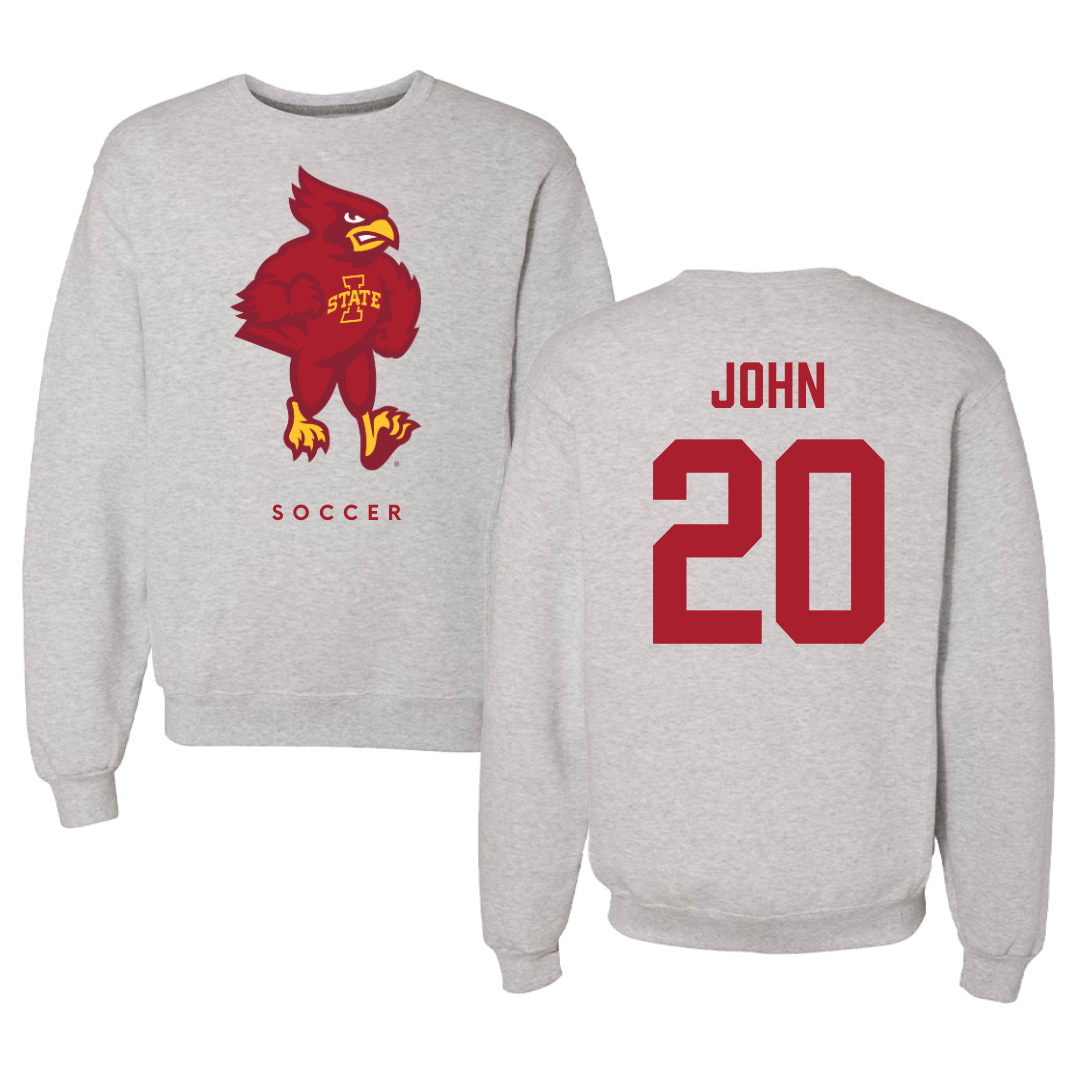 Iowa State University Soccer Gray Crewneck - #20 Regan John