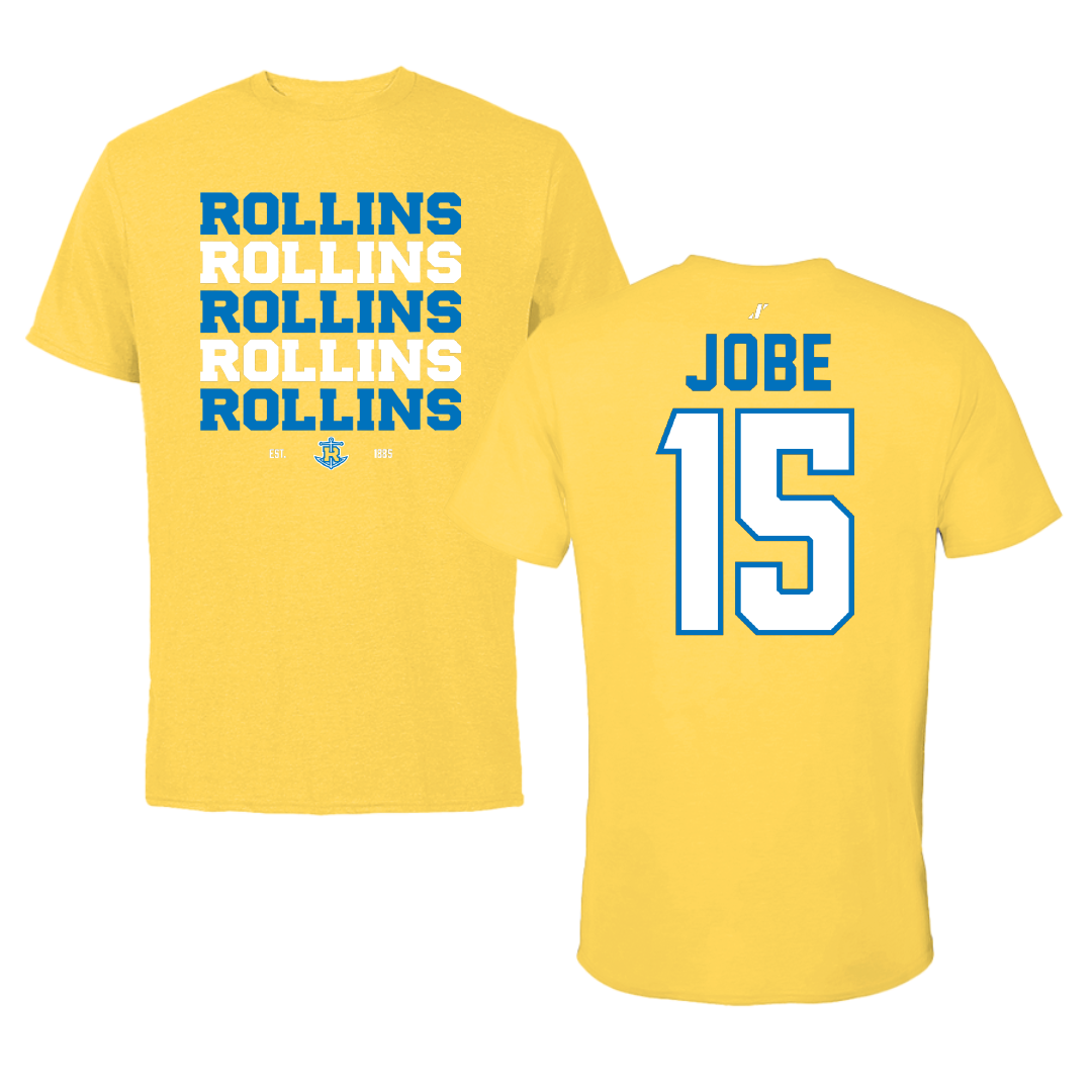 Rollins College Basketball Yellow General Tee - #15 William Jobe