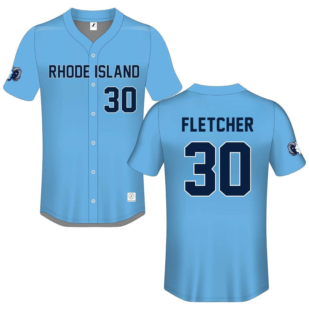 University of Rhode Island Blue Button-Down Jersey - #30 Nate Fletcher