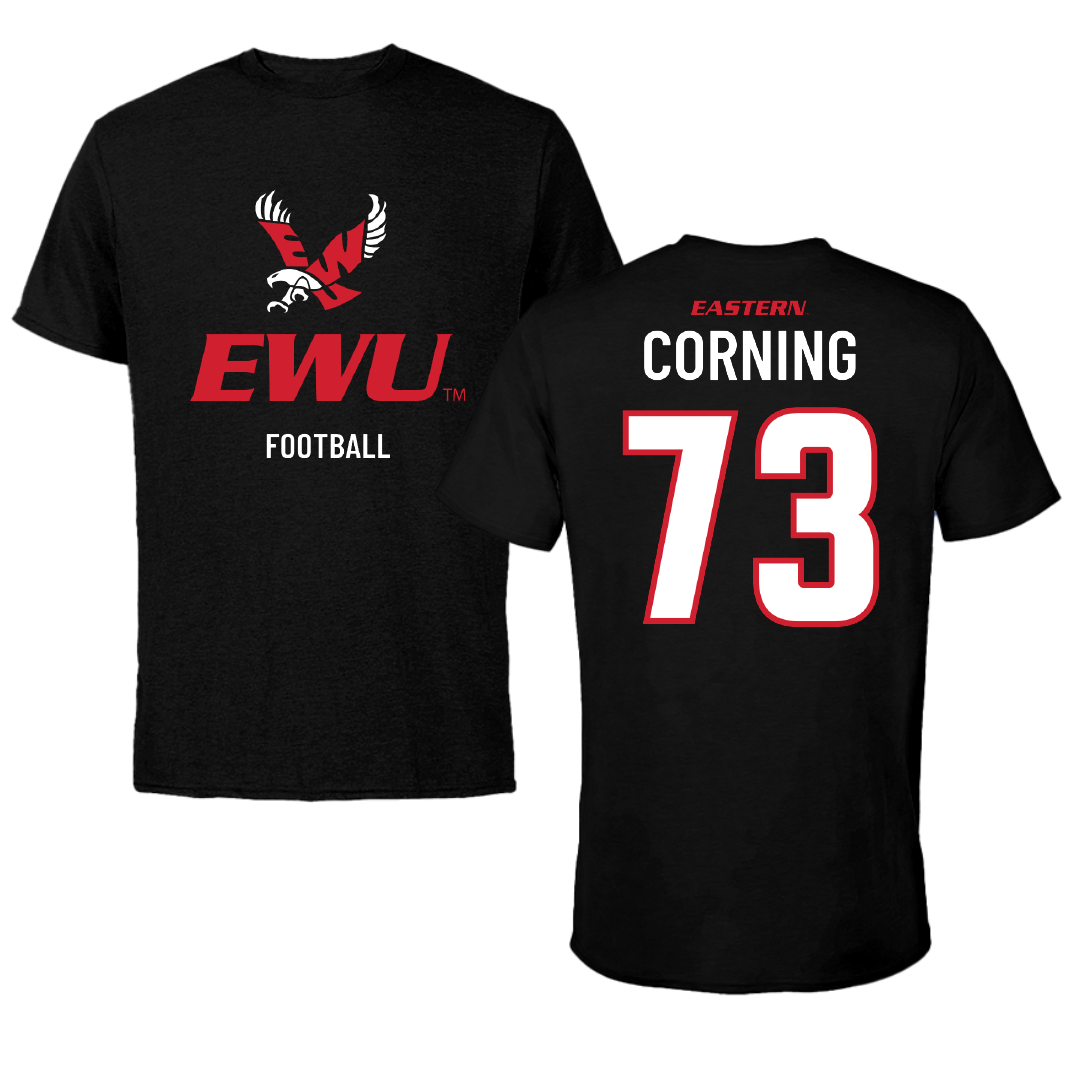 Eastern Washington University Football Black EWU Performance Tee - #73 Aidan Corning