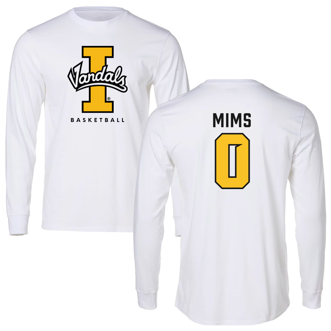 University of Idaho Basketball White Vandals Performance Long Sleeve - #0 Julius Mims