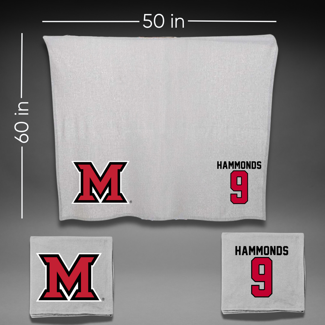 Miami University (Ohio) Football Gray Blanket - #9 Javon Hammonds
