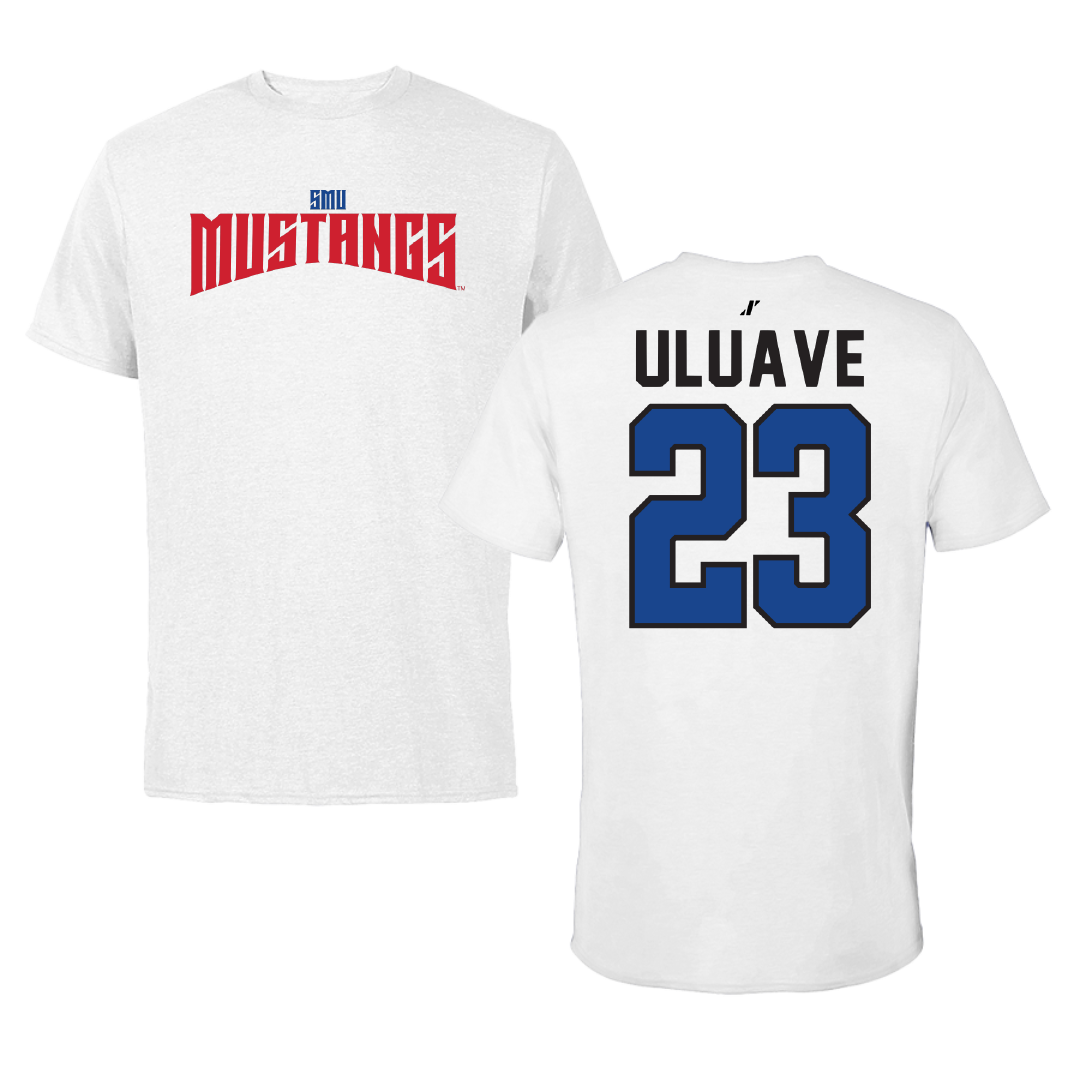 Southern Methodist University Volleyball White Classic Tee - #23 Sina Uluave