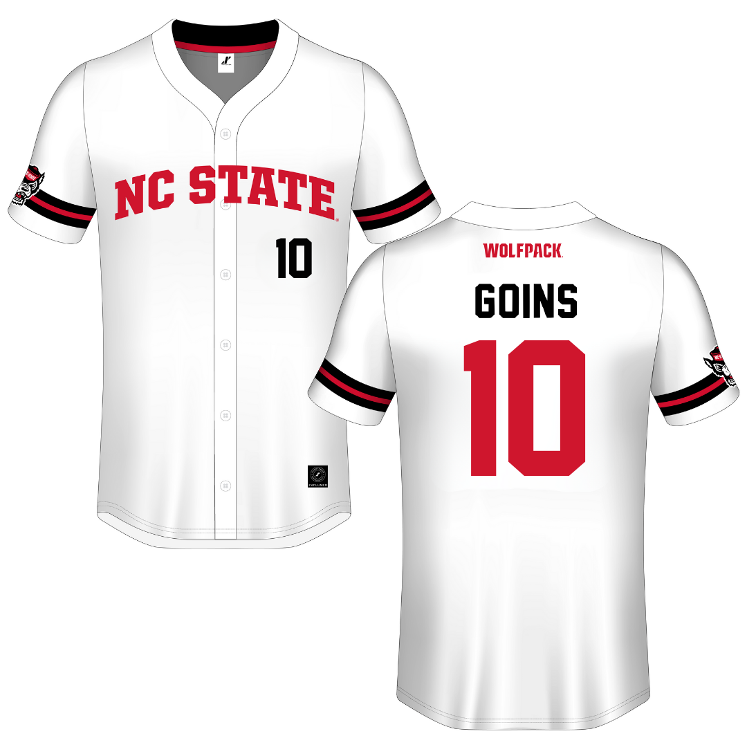 North Carolina State University White Button-Down Jersey - #10 Ellie Goins